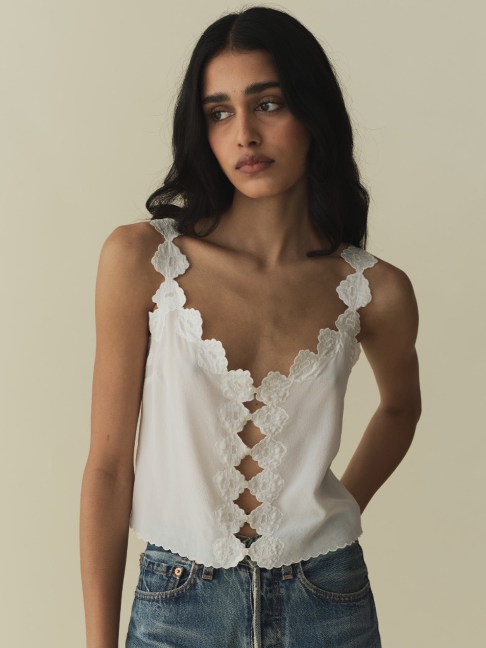 Doen Flores Top in Salt Size L